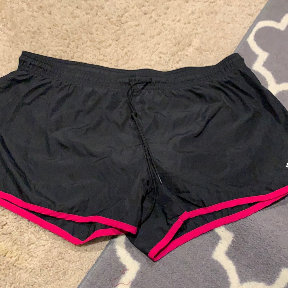 Black with pink trim workout windbreaker shorts